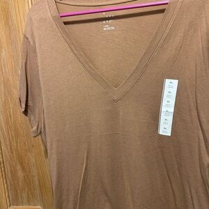 a new day Women's Brown V-Neck Tee